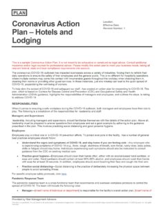 Coronavirus Action Plan - Hotels and Lodging