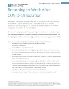 Covid 19 Employer return to work guide