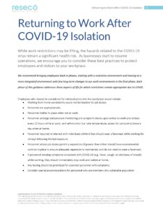 Employer Return to Work Guides - COVID-19 - Resecō