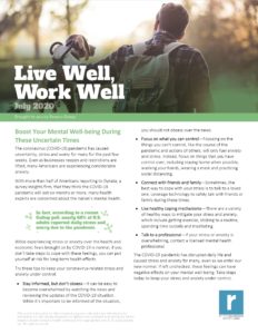 Live Well Work Well - July 2020