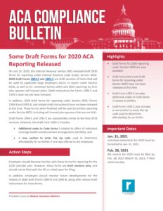 Some Draft Forms for 2020 ACA Reporting Released